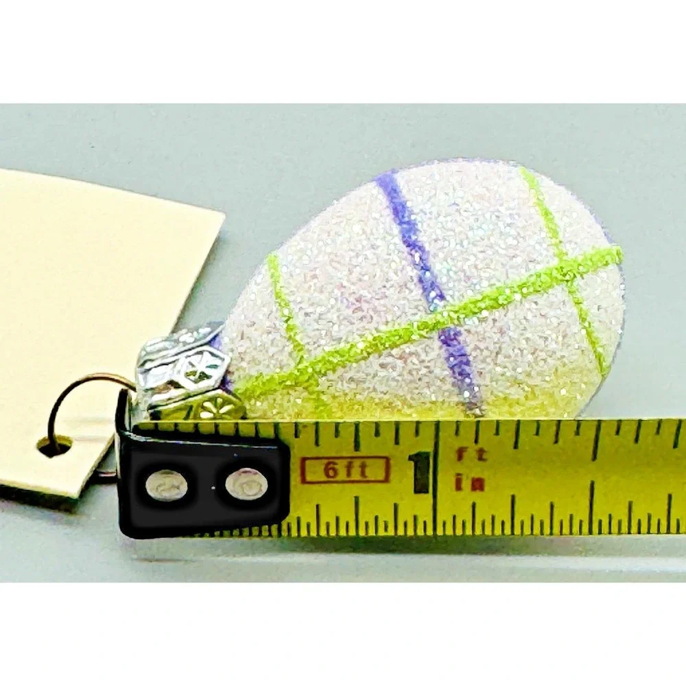 Patricia Breen Miniature Egg Striped Plaid Purple Green Ornament Spring 2002‎
